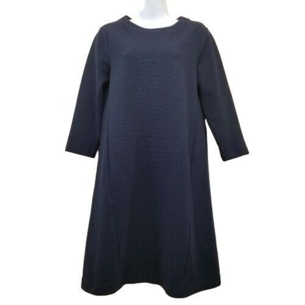 Boden‎ 6L Dress Navy Blue OTTOMAN Ribbed Knit Sheath Fall Autumn Neutral Winter - Picture 2 of 6